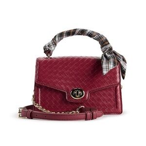Madden Girl Woven Burgundy Crossbody Bag